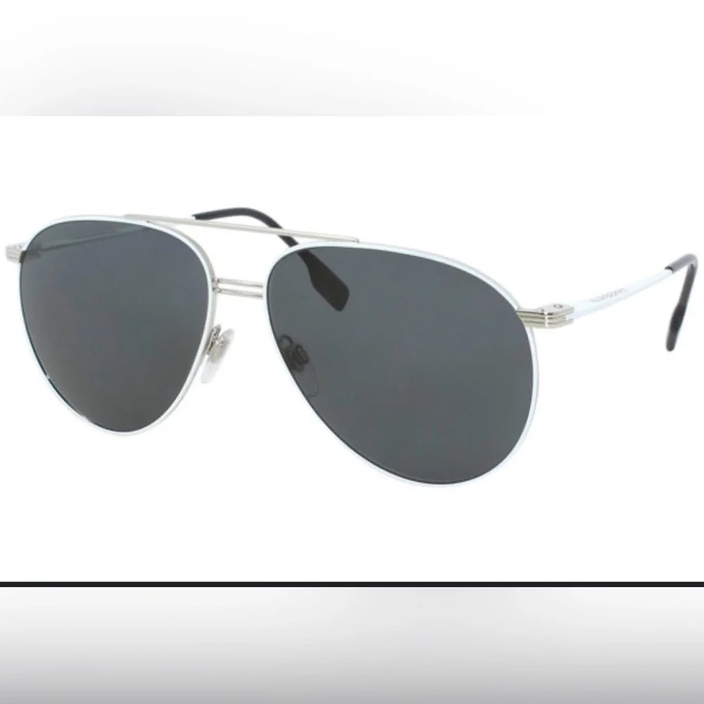 Burberry Silver and Black Aviator Sunglasses